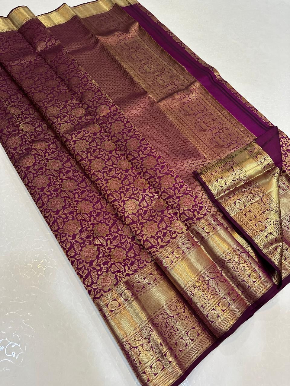 Classic Wine Red Bridal Elegance Kanchipuram Handloom Silk Saree SS26639