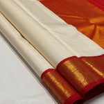 Load image into Gallery viewer, Classic White &amp; Dark Red Elegance Kanchipuram Handloom Silk Saree SS27375
