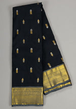 Load image into Gallery viewer, Classic Charcoal Black &amp; Silver Grey Elegance Kanchipuram Handloom Silk Saree SS20651

