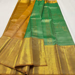 Load image into Gallery viewer, Classic Sea Green &amp; Mustard Elegance Kanchipuram Handloom Silk Saree SS27378
