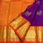 Load image into Gallery viewer, Classic Vadamalli &amp; Orange 1gm Zari Korvai Bridal Elegance Kanchipuram Handloom Silk Saree SS28115
