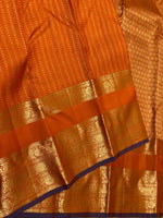 Load image into Gallery viewer, Classic Apricot Orange &amp; Prussian Blue 2gm Zari Elegance Kanchipuram Handloom Silk Saree SS27606
