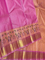 Load image into Gallery viewer, Classic Onion Pink 2gm Zari Paithani Vaira Oosi Checks Kanchipuram Handloom Silk Saree SS26506
