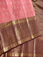 Load image into Gallery viewer, Classic Nude Pink &amp; Ruby Red 2gm Zari Kanchipuram Handloom Silk Saree SS26735
