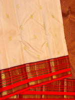 Load image into Gallery viewer, Classic Butter Cream &amp; Maroon 2gm Zari Elegance Kanchipuram Handloom Silk Saree SS28270
