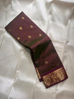 Load image into Gallery viewer, Classic Shaded Olive Green &amp; Garnet Red Elegance Kanchipuram Handloom Silk Saree SS27244
