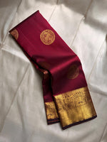 Load image into Gallery viewer, Classic Maroon Bridal Elegance Kanchipuram Handloom Silk Saree SS26087

