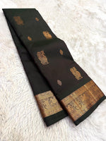 Load image into Gallery viewer, Classic Dark Olive Green Kanchipuram Handloom Silk Saree SS26082
