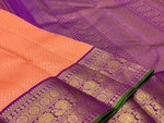 Load image into Gallery viewer, Classic Peach &amp; Violet Elegance Kanchipuram Handloom Silk Saree SS24716
