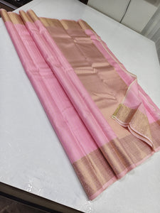 Classic Pastel Pink Kanchipuram Handloom Silk Saree SS25676