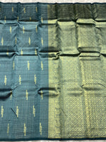 Load image into Gallery viewer, Classic Metallic Grey 2gm Zari Kanchipuram Handloom Silk Saree SS25975
