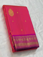 Load image into Gallery viewer, Classic Saffron Orange &amp; Fuchsia Pink 2gm Zari Elegance Kanchipuram Silk Saree SS23935
