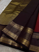 Load image into Gallery viewer, Classic Maroon &amp; Black Elegance Kanchipuram Handloom Silk Saree SS24534
