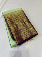 Load image into Gallery viewer, Classic Pastel Green &amp; Purple 2gm Zari Elegance Kanchipuram Silk Saree SS23917
