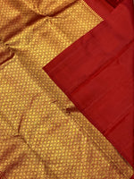 Load image into Gallery viewer, Classic Golden Cream &amp; Crimson Red 2gm Zari Kanchipuram Handloom Silk Saree SS25849
