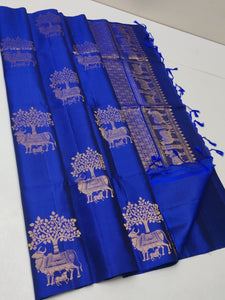 Classic Royal Blue Elegance Handloom Soft Silk Saree SS25426