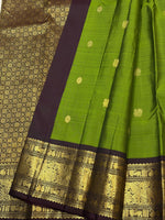 Load image into Gallery viewer, Classic Olive Green &amp; Dark Espresso Brown 2gm Zari Vintage Elegance Kanchipuram Handloom Silk Saree SS27894
