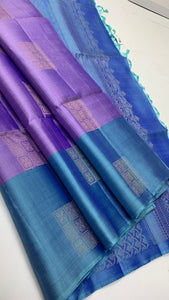 Lavender & Azure Blue Elegance Handloom Soft Silk Saree SS23254