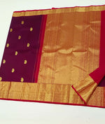 Load image into Gallery viewer, Classic Wine Red &amp; Chilli Red 2gm Zari Elegance Kanchipuram Handloom Silk Saree SS27627
