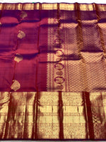 Load image into Gallery viewer, Classic Wine Pink &amp; Onion Pink 2gm Zari Bridal Elegance Kanchipuram Handloom Silk Saree SS25445
