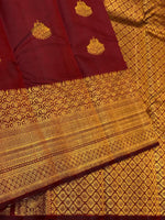 Load image into Gallery viewer, Classic Cherry Red 2gm Zari Bridal Elegance Kanchipuram Handloom Silk Saree SS24515
