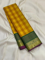 Load image into Gallery viewer, Classic Mango Yellow &amp; Forest Green 1gm Zari Korvai Bridal Elegance Kanchipuram Handloom Silk Saree SS28213
