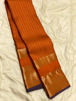 Load image into Gallery viewer, Classic Apricot Orange &amp; Prussian Blue 2gm Zari Elegance Kanchipuram Handloom Silk Saree SS27606
