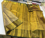 Load image into Gallery viewer, Classic Shimmer Gold &amp; Bottle Green Brocade Tissue Bridal Elegance Kanchipuram Handloom Silk Saree SS27284
