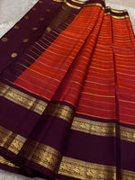Load image into Gallery viewer, Classic Brick Orange &amp; Coffee Brown 2gm Zari Beldari Kanchipuram Handloom Silk Saree SS26421
