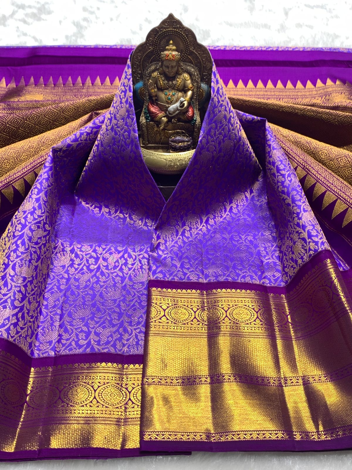 Classic Lavender & Vadamalli 2gm Zari Bridal Elegance Kanchipuram Handloom Silk Saree SS25273