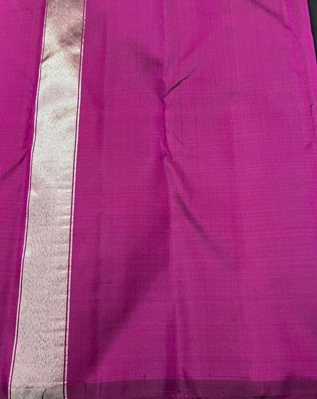 Classic Charcoal Black Silver Multi Color Rising Border 2gm Zari Kanchipuram Handloom Silk Saree SS25578