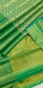 Load image into Gallery viewer, Classic Sea Green Elegance Kanchipuram Handloom Silk Saree SS24818
