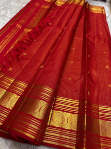 Classic Fiery Red Elegance Kanchipuram Handloom Silk Saree SS25402