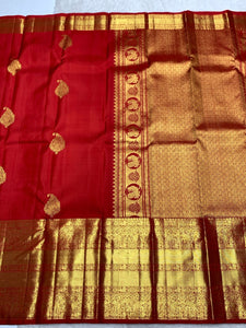 Classic Chilli Red 2gm Zari Bridal Elegance Kanchipuram Handloom Silk Saree SS24773