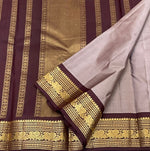 Load image into Gallery viewer, Pastel Cocoa &amp; Dark Chocolate Elegance Kanchipuram Handloom Silk Saree SS24460
