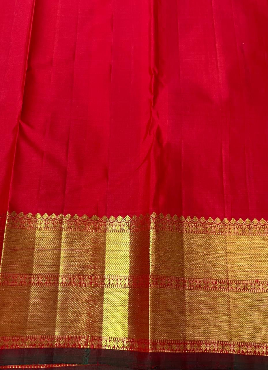 Classic Chilli Red 2gm Zari Bridal Elegance Kanchipuram Handloom Silk Saree SS24764