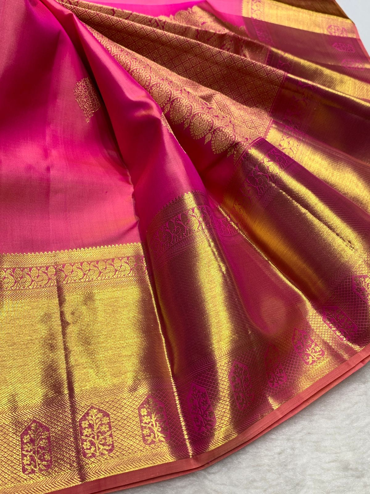 Classic Pink 2gm Zari Elegance Kanchipuram Handloom Silk Saree SS25452