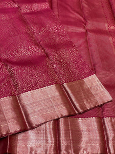 Classic Ruby Pink 2gm Antique Zari Bridal Elegance Kanchipuram Handloom Silk Saree SS25324