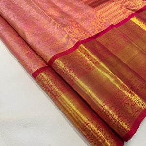 Classic Rose & Red 1gm Zari Bridal Elegance Kanchipuram Handloom Silk Saree SS26495