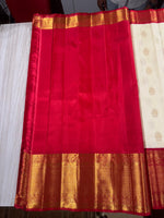 Load image into Gallery viewer, Classic White &amp; Red Vathuvai 2gm Zari Bridal Elegance Kanchipuram Handloom Silk Saree SS26574
