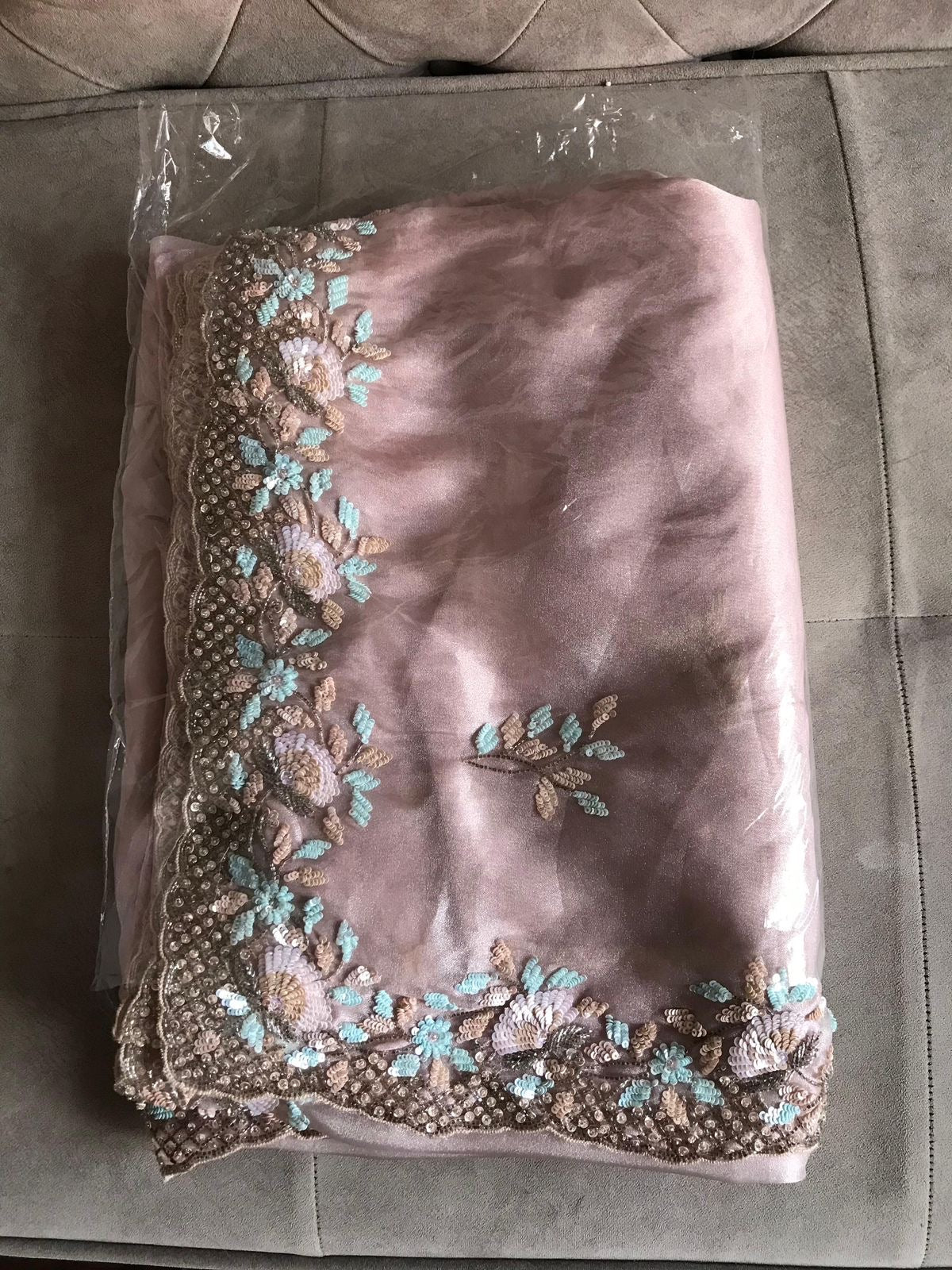 Classic Light Pink Elegance Tissue Organza Silk Saree SS25695
