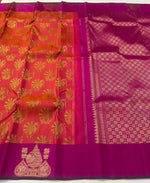 Load image into Gallery viewer, Classic Orange &amp; Fuchisa Pink 2gm Zari Elegance Kanchipuram Handloom Silk Saree SS27909
