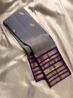 Load image into Gallery viewer, Classic Grey &amp; Purple 2gm Zari Bridal Elegance Kanchipuram Handloom Silk Saree SS24767
