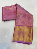 Load image into Gallery viewer, Classic Onion Pink Elegance Kanchipuram Handloom Silk Saree SS24704
