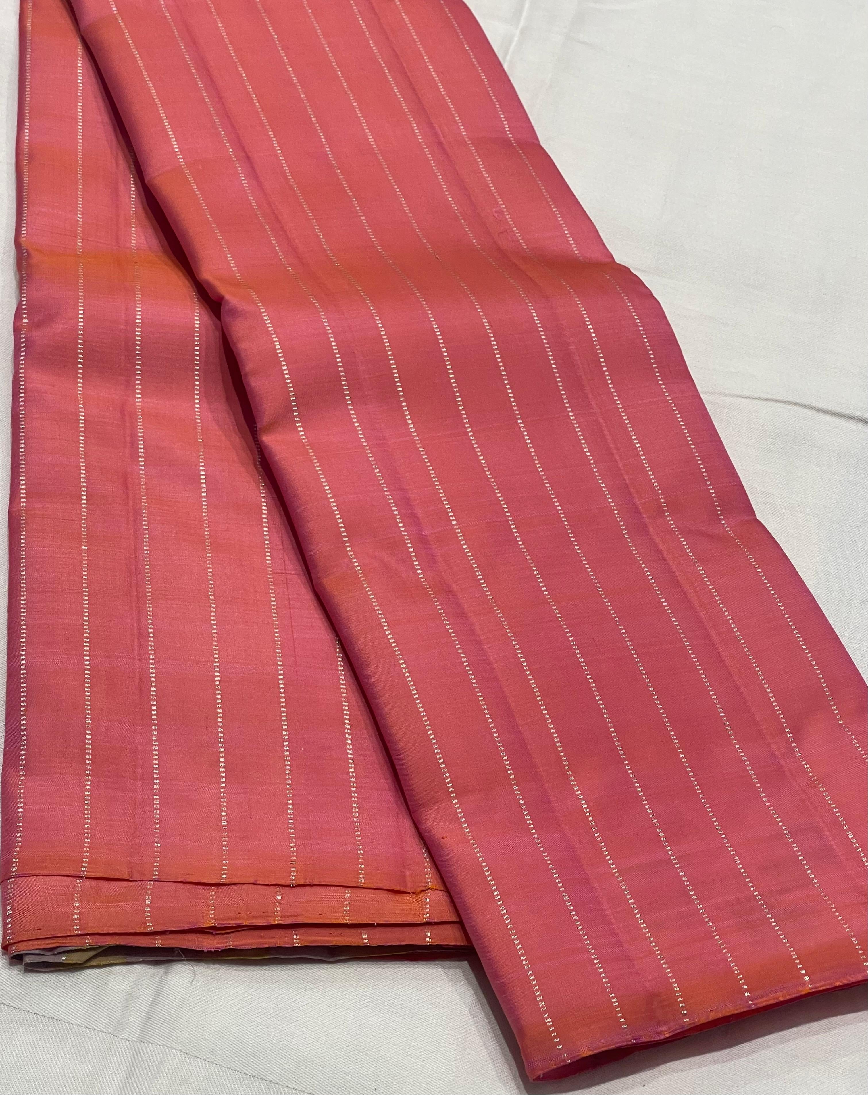 Classic Cerise Pink & Grey Cocoa Elegance Kanchipuram Handloom Silk Saree SS23634