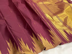 Load image into Gallery viewer, Classic Garnet Red 1gm Zari Temple Border Elegance Kanchipuram Handloom Silk Saree SS28640
