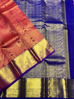 Load image into Gallery viewer, Classic Deep Pink &amp; Robin Blue 2gm Zari Bridal Elegance Kanchipuram Handloom Silk Saree SS27882
