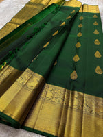 Load image into Gallery viewer, Classic Green Bridal Elegance Kanchipuram Handloom Silk Saree SS27630
