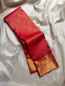 Classic Crimson Red Bridal Elegance Kanchipuram Handloom Silk Saree SS26227