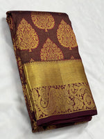 Load image into Gallery viewer, Classic Brownish Maroon 2gm Zari Elegance Kanchipuram Handloom Silk Saree SS25232
